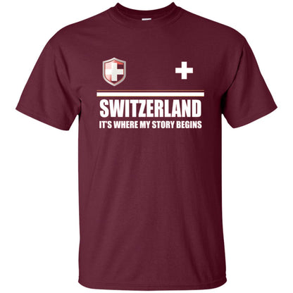 Swiss T-shirt Switzerland Flag T-shirt Maroon