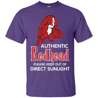 Authentic Redhead Please Keep Out Of Direct Sunlight Cool Redhead Gift Shirt For Girls Purple