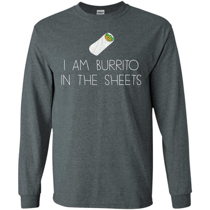 Burrito T-shirt I Am A Burrito In The Sheets Swaddling Dark Heather