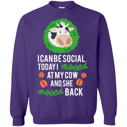 Cow T-shirt I Can Be Social Today I Mooed At My Cow Purple
