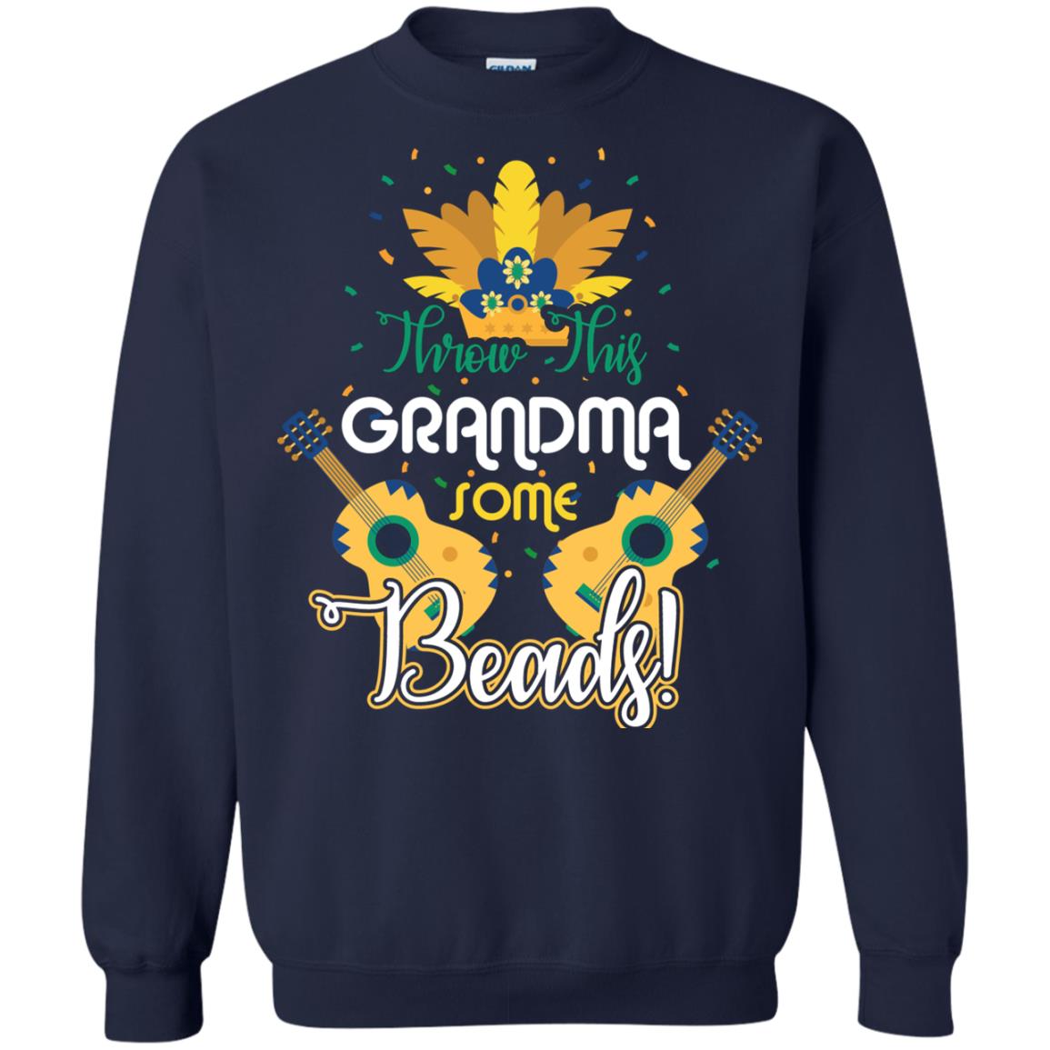 Mardi Gras T-shirt Throw This Grandma Some Beads Navy