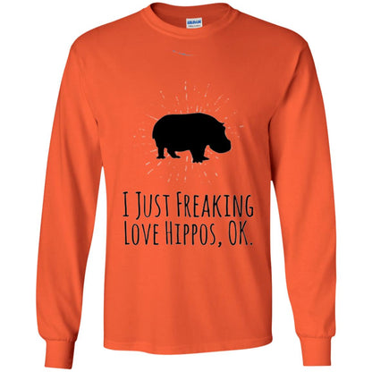 Hippos Lover T-shirt I Just Freaking Love Hippos Ok Orange
