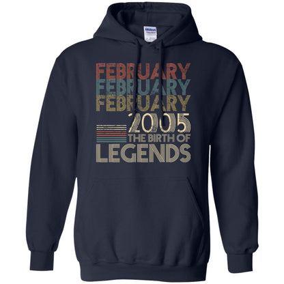 February Retro Classic Vintage 2005 The Birth Of Legends 13th Birthday T-shirt Navy