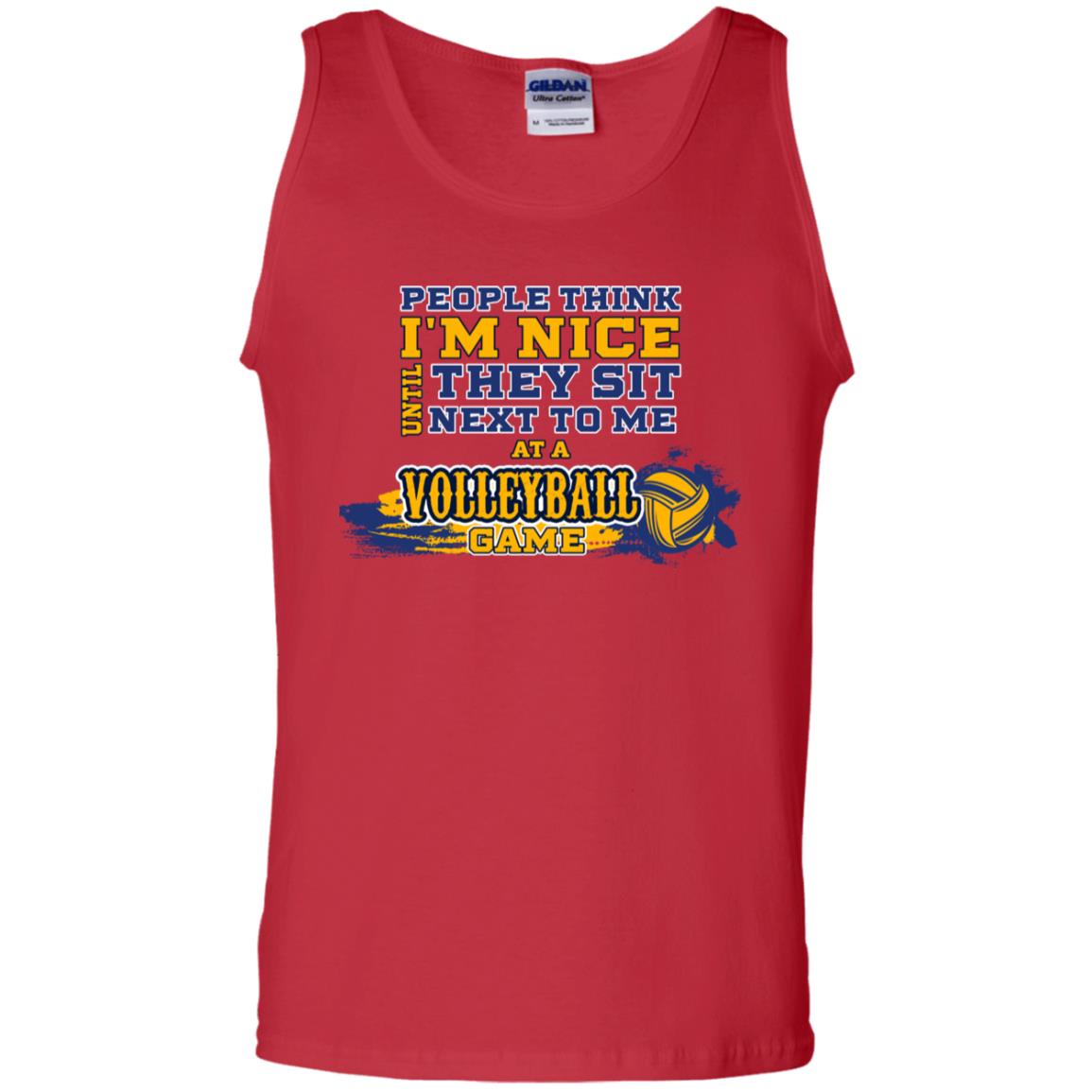 People Think I'm Nice Until They Sit Next To Me At A Volleyball Game Shirt For Mens Or Womens Red