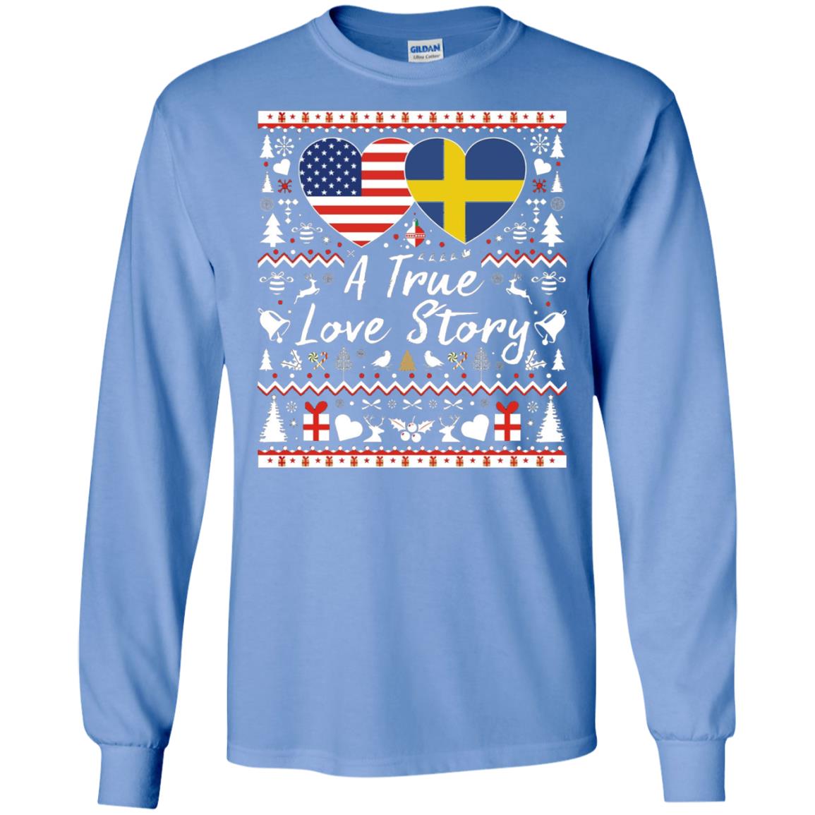 Christmas T-shirt American Swedish A True Love Story Carolina Blue