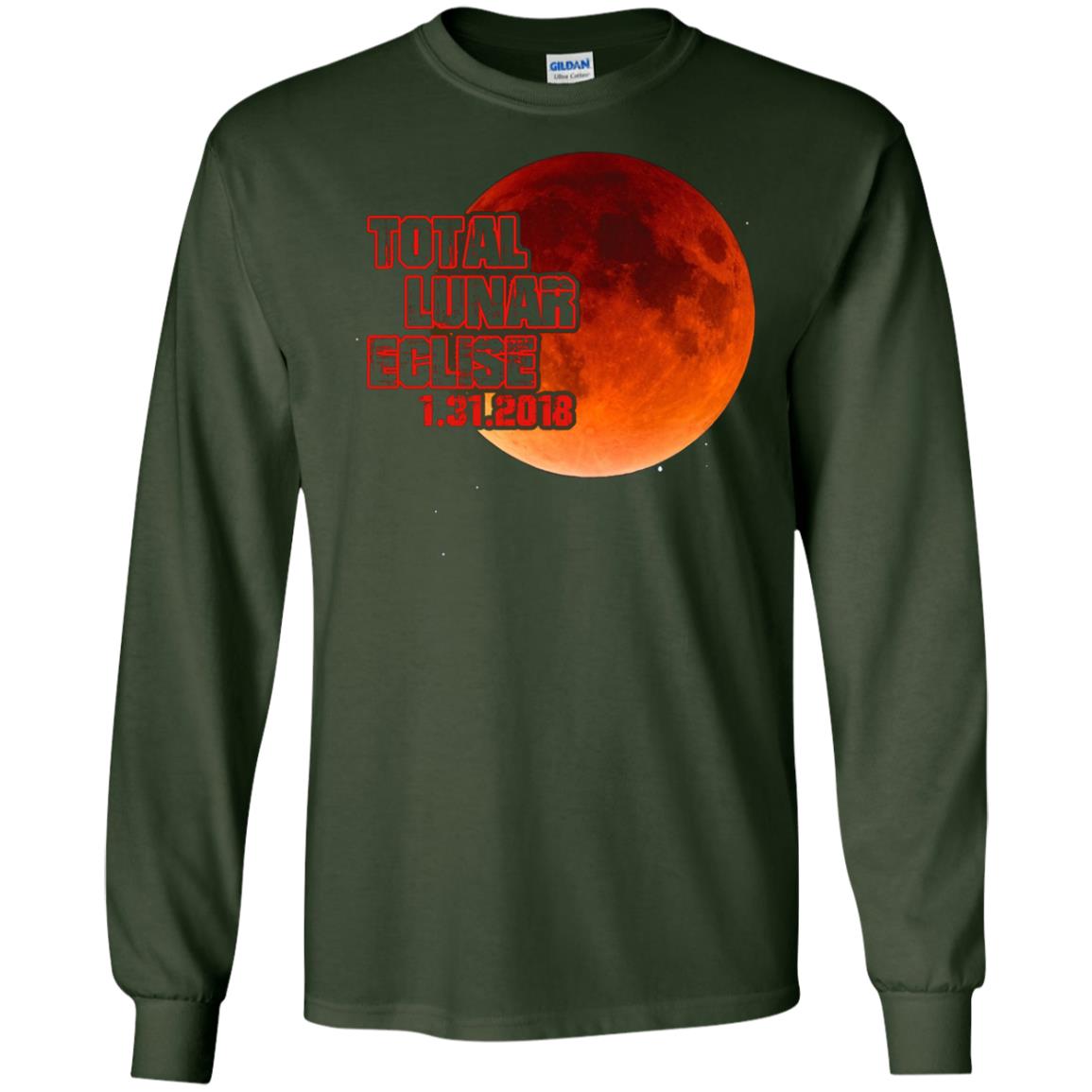 Blood Moon T-shirt Total Lunar Eclipse 1.31.2018 Forest Green