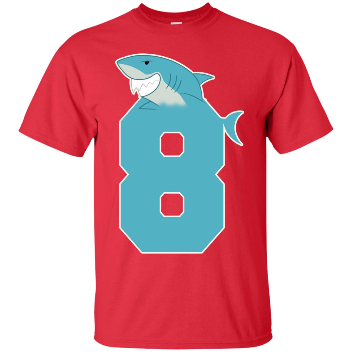 8th Birthday Shark Party Shirt Red