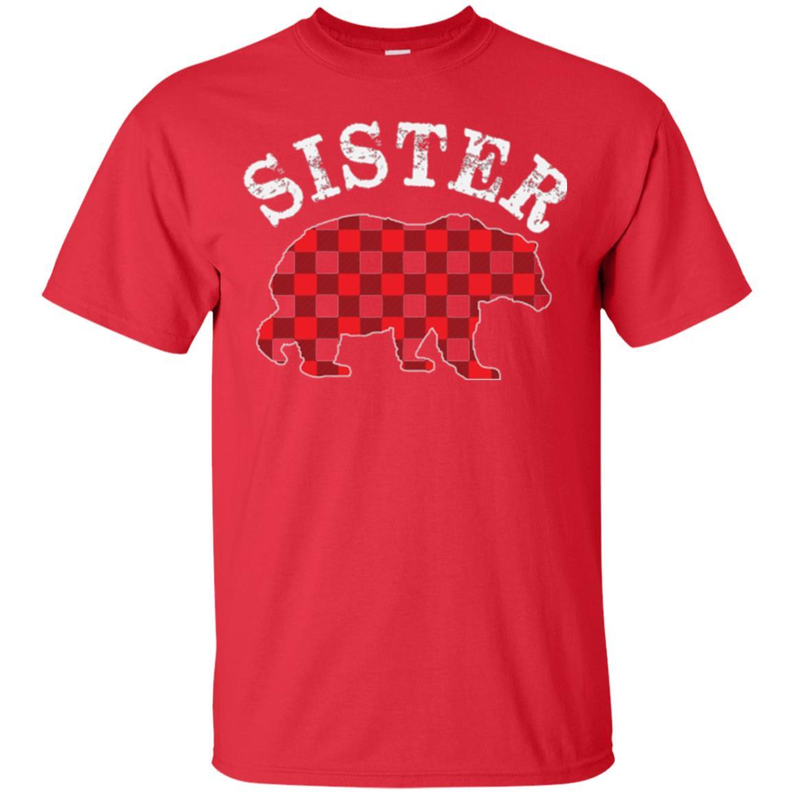 Family T-shirt Red Plaid Sister Bear Red
