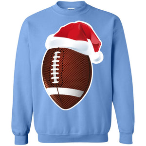 Football With Santa Claus Hat X-mas Shirt For Football LoversG180 Gildan Crewneck Pullover Sweatshirt 8 oz.
