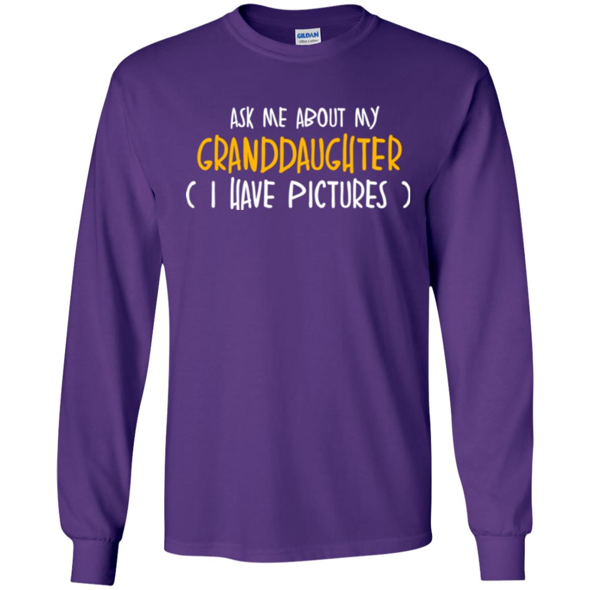 Grandparents T-sihirt Ask Me About My Granddaughter I Have Pictures Purple