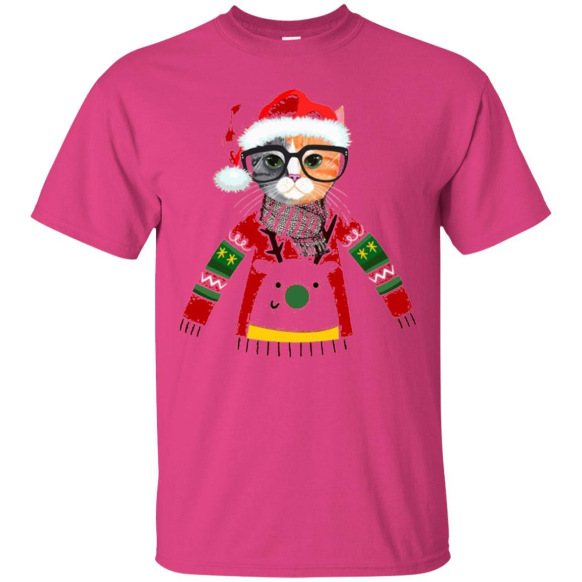 Christmas T-shirt Cat Lover Meowy Christmas T-shirt Heliconia