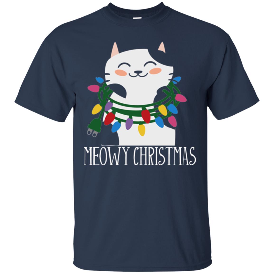 Meowy Christmas Holiday T-shirt Navy