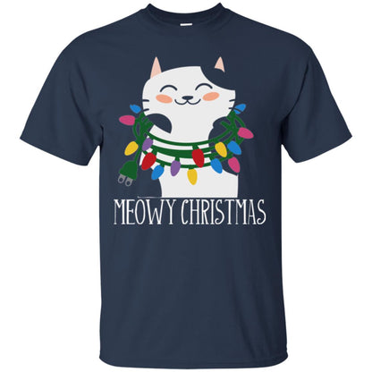 Meowy Christmas Holiday T-shirt Navy