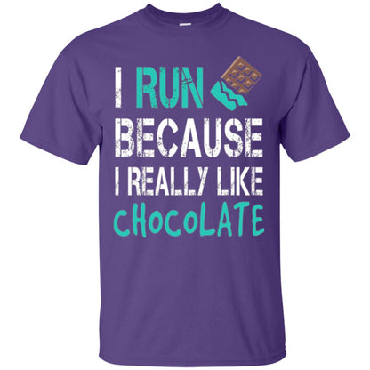 Runner T-shirt I Run Because I Really Like Chocolate Purple