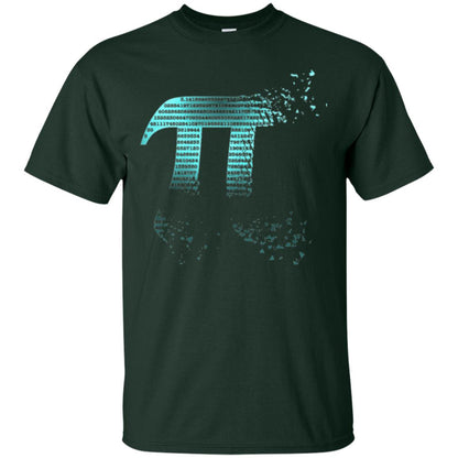 Pi Shattered Teal Designer Pi Day T-shirt Forest Green