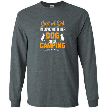 Just A Girl In Love With Her Dog And Camping Dog Lover T-shirt Dark Heather