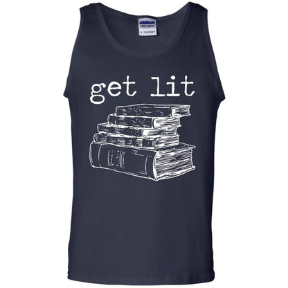 Merry Christmas T-shirt Get Lit Design With Books Navy