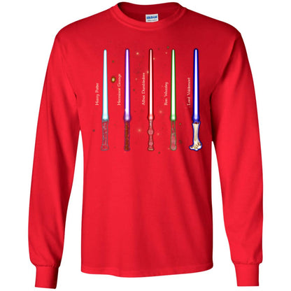 Harry Potter Lightsaber Wands Movie Fan T-shirt Red