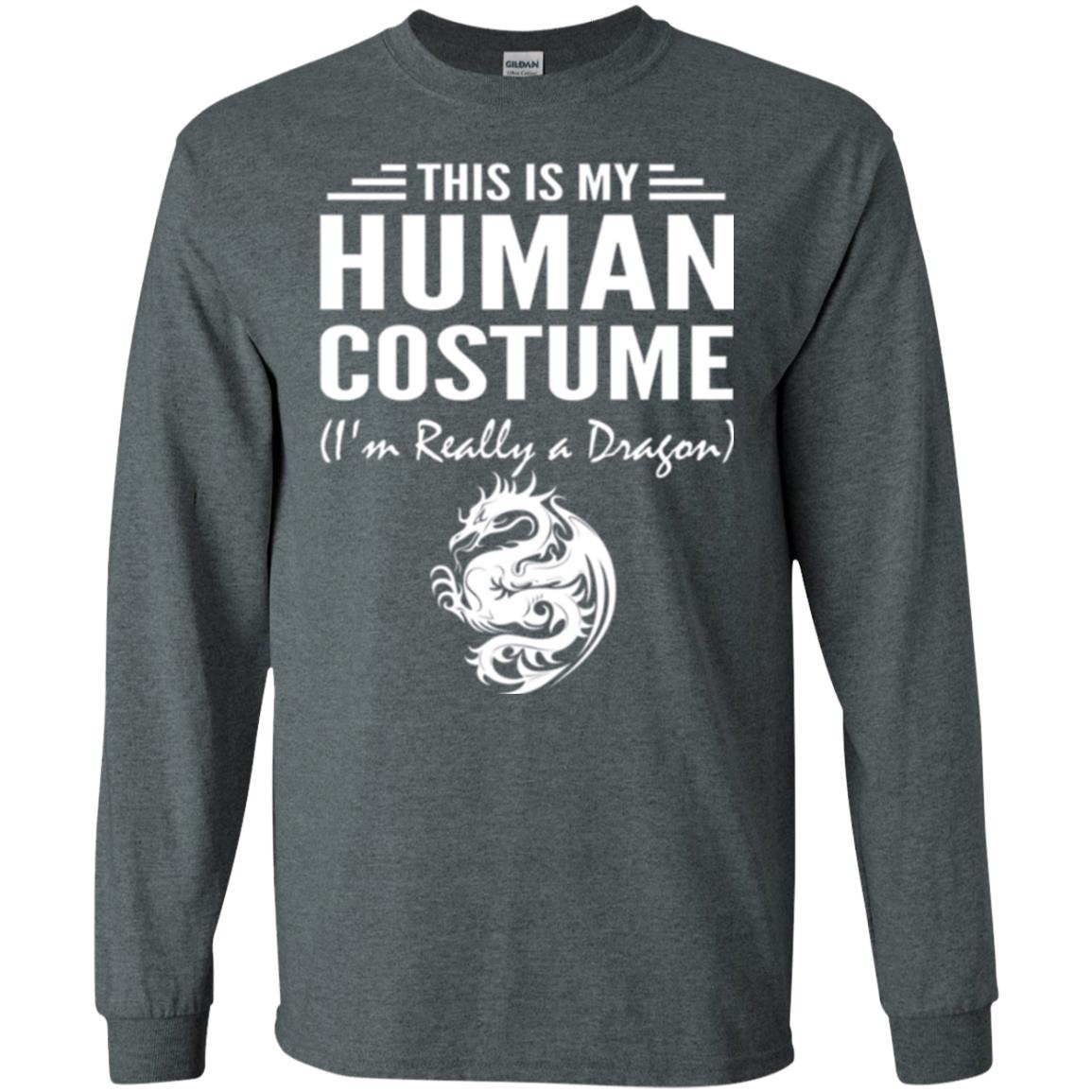 Dargon T-shirt This Is My Human Costume I_m Really A Dragon Dark Heather