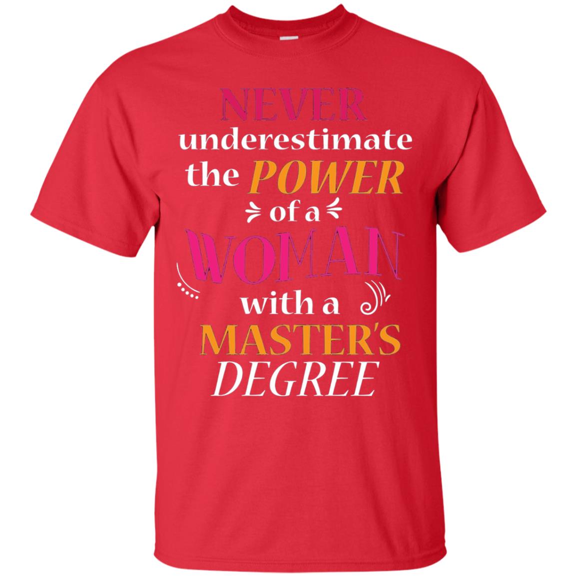 Funny Masters Degree T-shirt Never Underestimate The Power Red
