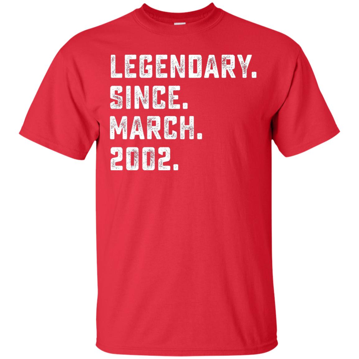 Legendary Since March 2002 16th Years Old Birthday T-shirt Red