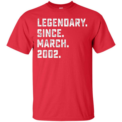 Legendary Since March 2002 16th Years Old Birthday T-shirt Red
