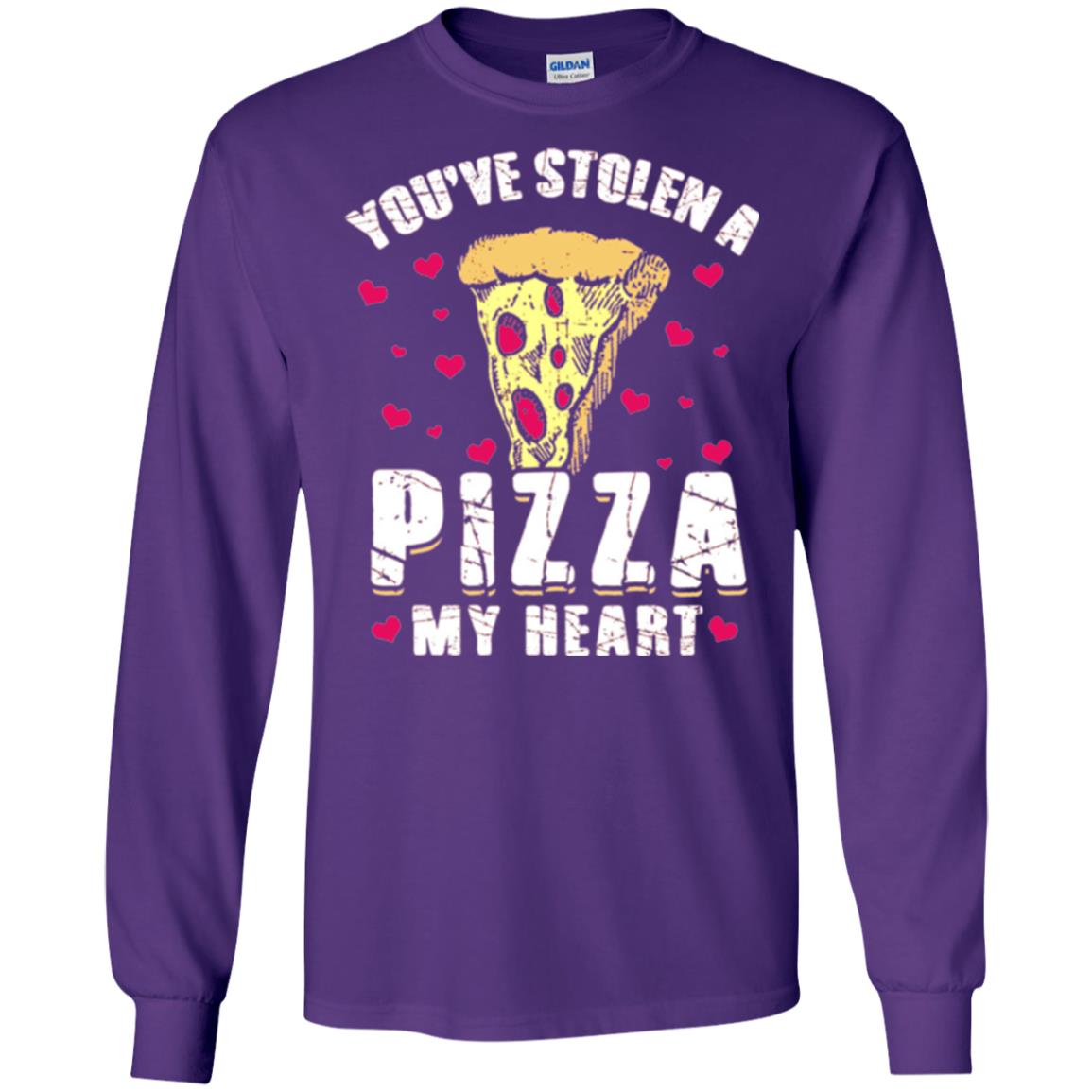 Funny Valentines Day Shirt Food Gift You_ve Stolen Pizza My Heart Purple