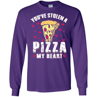Funny Valentines Day Shirt Food Gift You_ve Stolen Pizza My Heart Purple