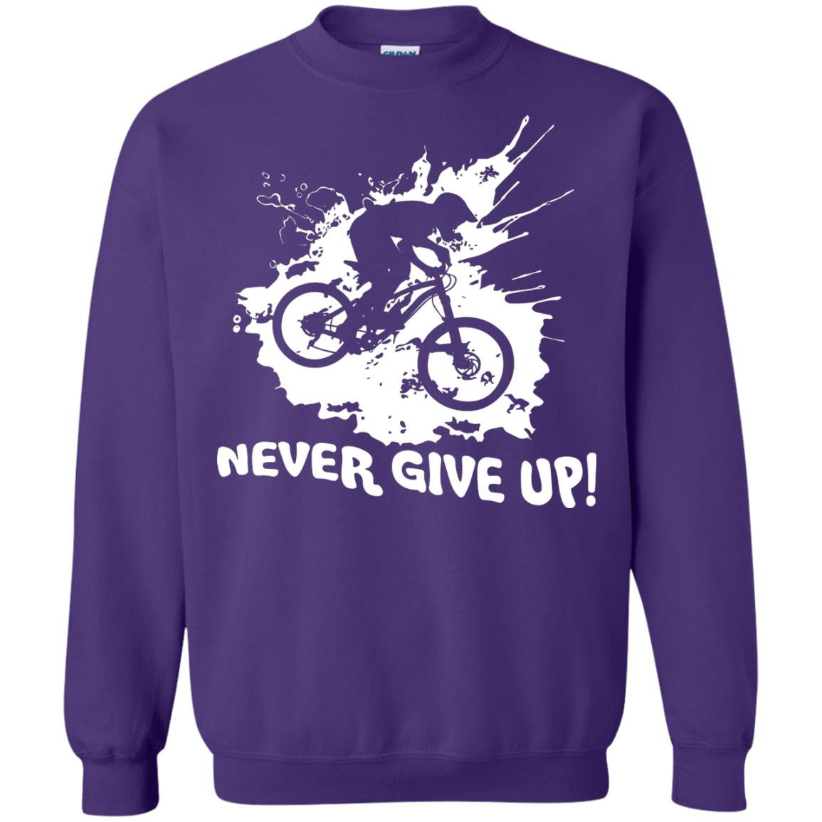Biker T-shirt Never Give Up Purple