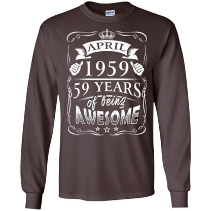 59th Birthday T-shirt April 1959 59 Years Of Being Awesome Dark Chocolate