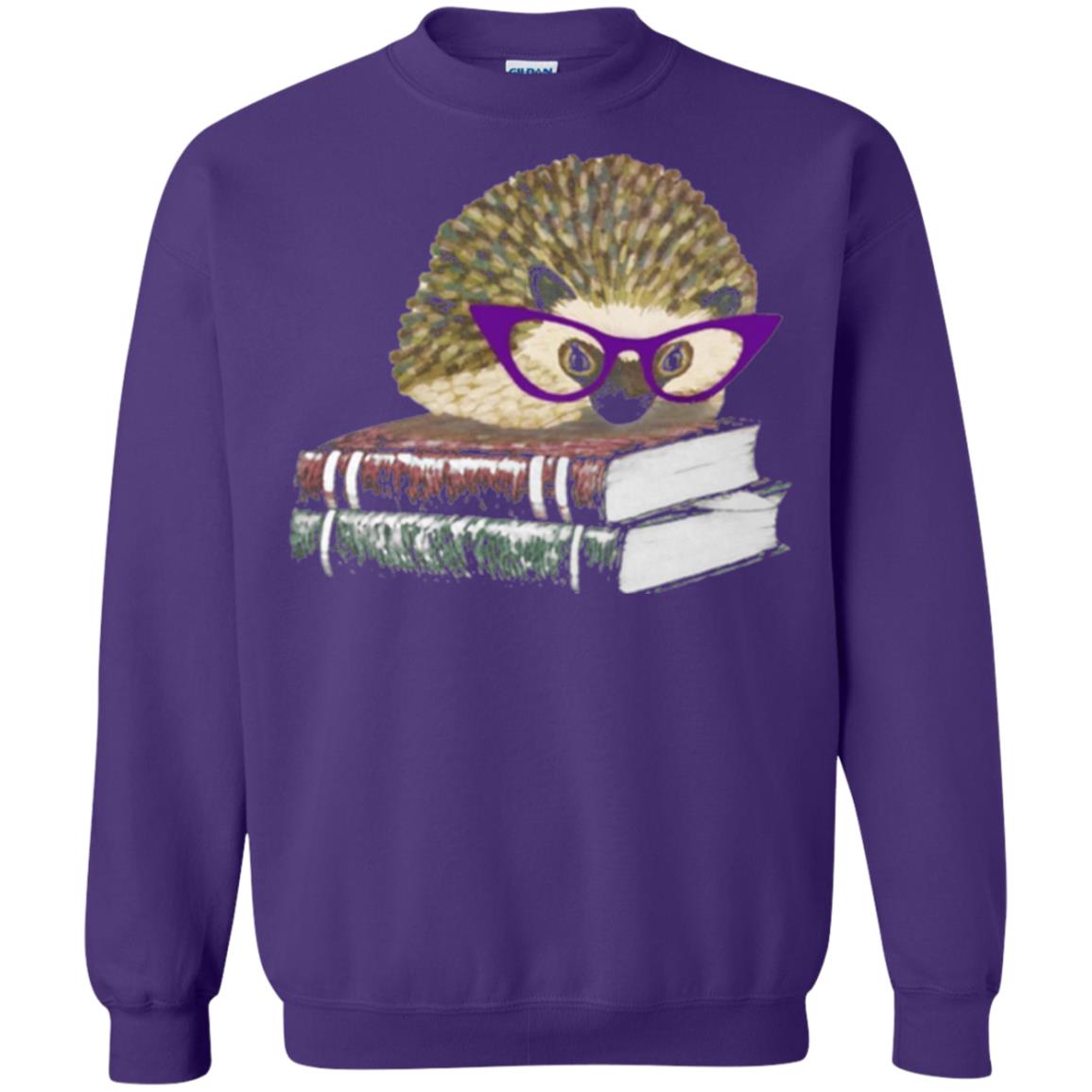 Adorable Hedgehog Book Nerd Gift Shirt Purple