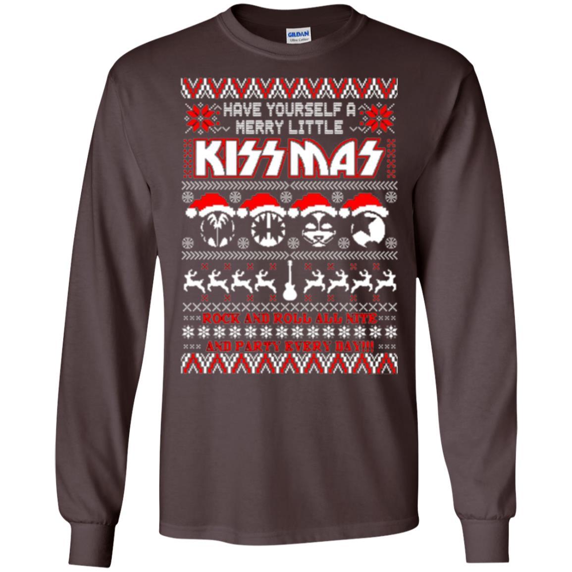 Christmas T-shirt Have Yourself A Merry Little Kissmas Dark Chocolate