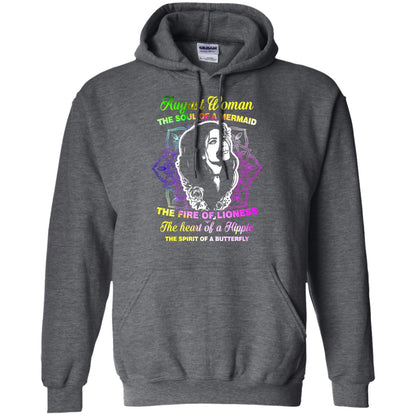August Woman Shirt The Soul Of A Mermaid The Fire Of Lioness The Heart Of A Hippeie The Spirit Of A Butterfly Dark Heather