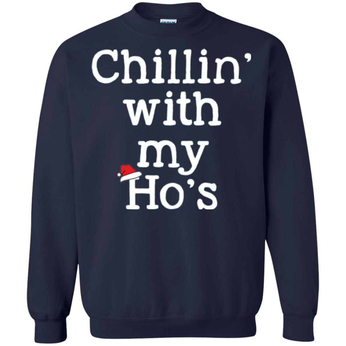 Christmas T-shirt Chillin With My Ho_s Navy