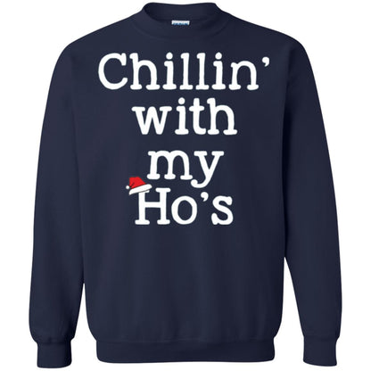 Christmas T-shirt Chillin With My Ho_s Navy
