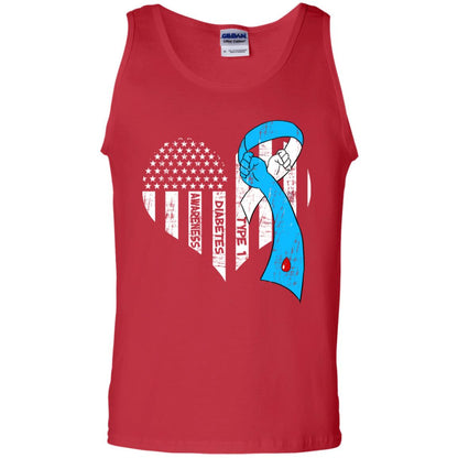 Diabetes Awareness Type 1 Ribbon Flag Shirt Red