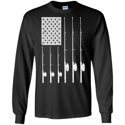 Patriotic Fishing T-shirt American Usa Flag Great Black