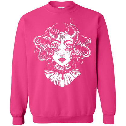 Horned Devil Girl Tshirt Satanic Halloween Glitch Goth Heliconia