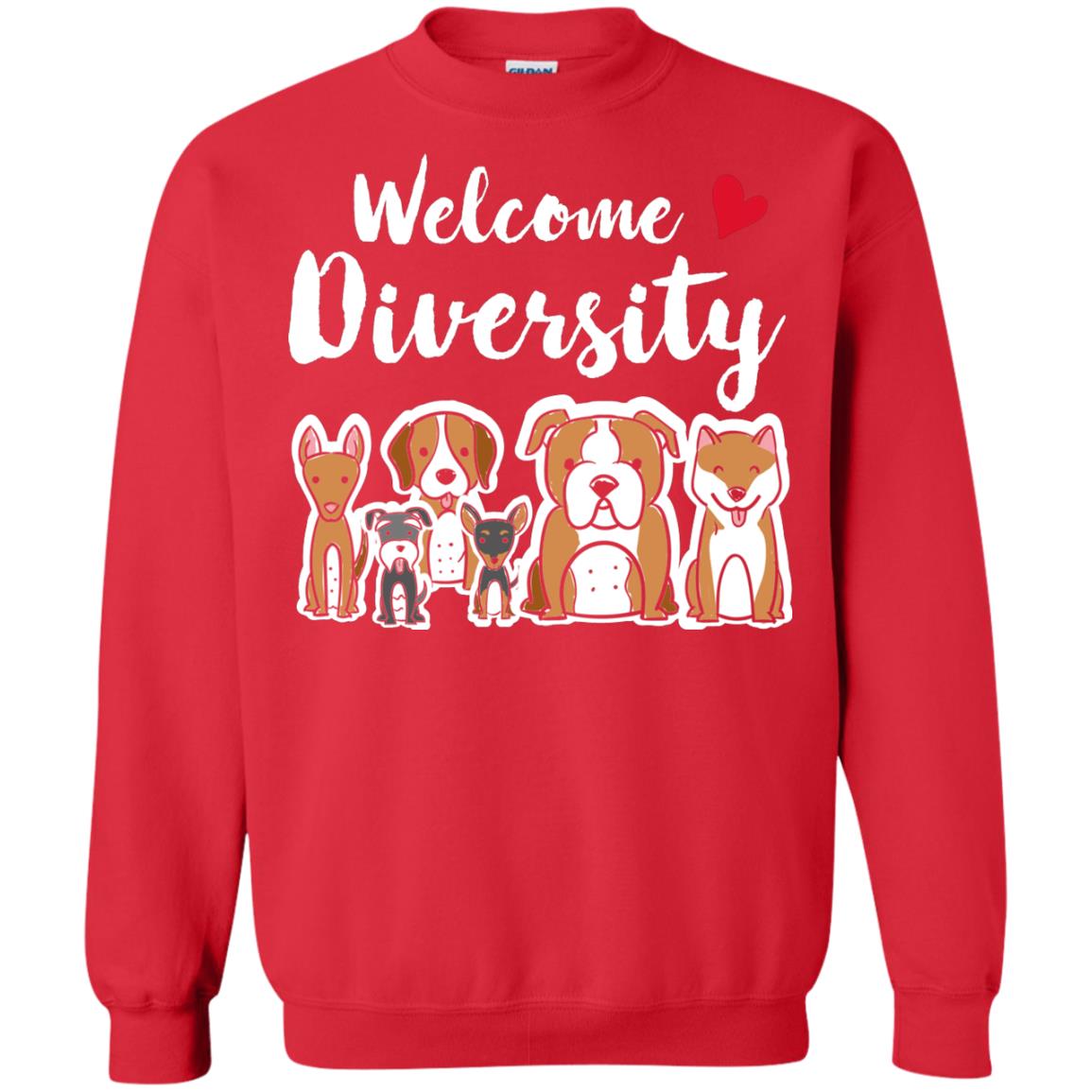 Dog Lover T-shirt Welcome Diversity Red