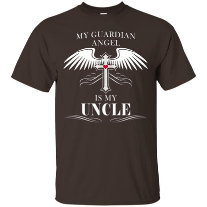 Uncle T-shirt My Guardian Angel Is My Uncle Dark Chocolate