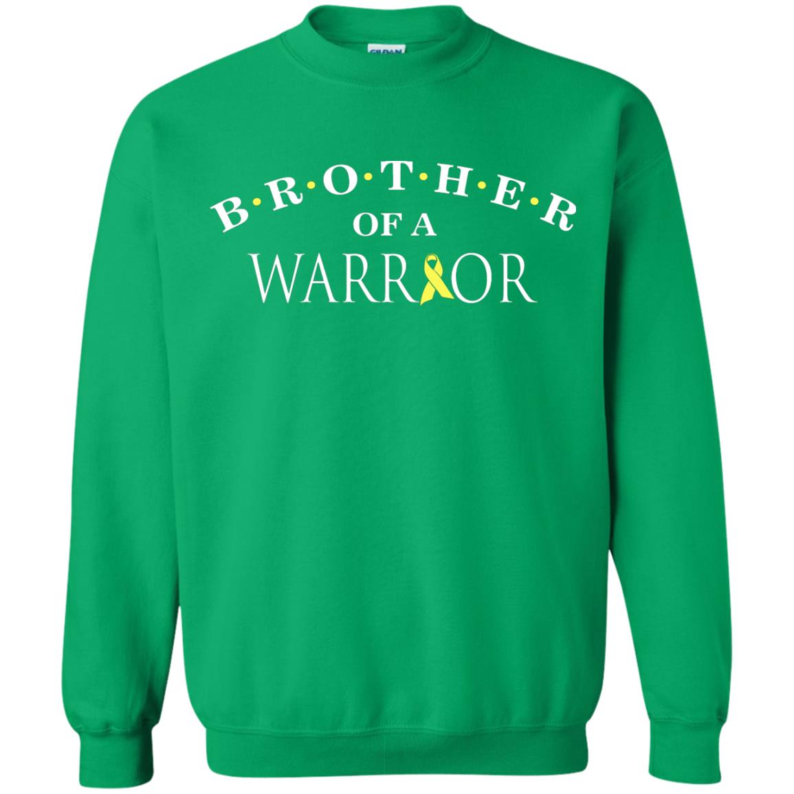 Brother Is A Warrior Childhood Cancer Awareness T-shirt Irish Green