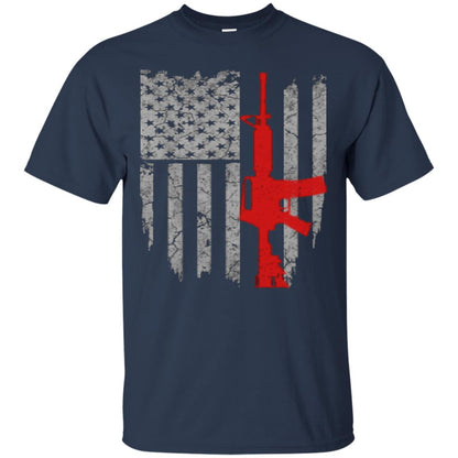 Hunting Lover T-shirt Gun Usa Flag Navy
