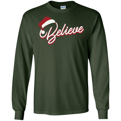 Christmas T-shirt Believe In Santa Claus Forest Green