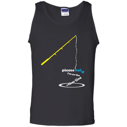 Fisherman T-shirt Please Hold I'm On The Other Line Black