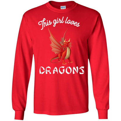Dragon Lover T-shirt This Girl Loves Dragonst-shirt Red