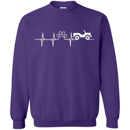 Cat Lovers T-shirt Jeep And Paw Heartbeat Purple
