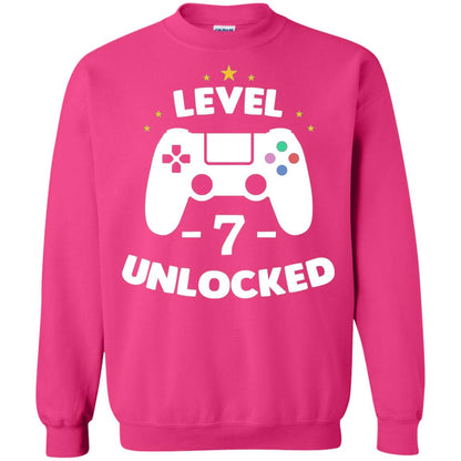 Level 7 Unlocked Gamer T-shirt Heliconia