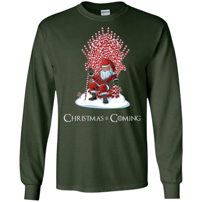 Christmas T-shirt Santa Candy Cane Throne Forest Green