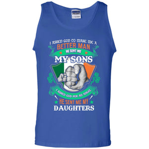 He Sent Me My Sons He Sent Me My Daughters Saint Patrick's Day Shirt For DadG220 Gildan 100% Cotton Tank Top