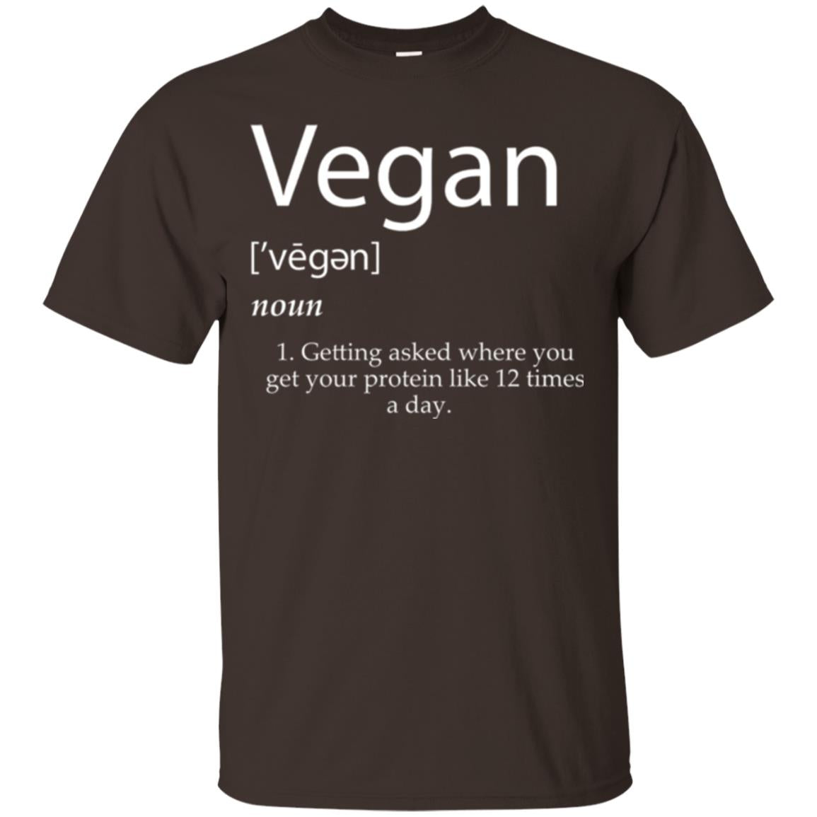 Vegan T-shirt Getting Asked Where You Get Your Protein Like 12 Times A Day Dark Chocolate